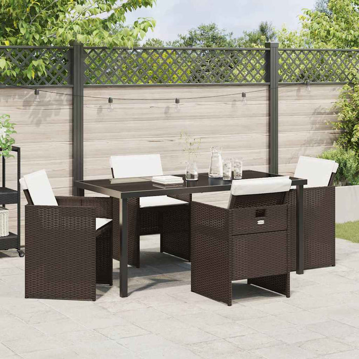 Set de masă pentru grădină 5 pcs Maro poliratan WALTI