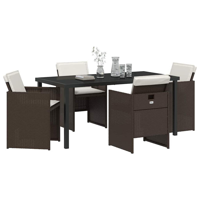 Set de masă pentru grădină 5 pcs Maro poliratan WALTI