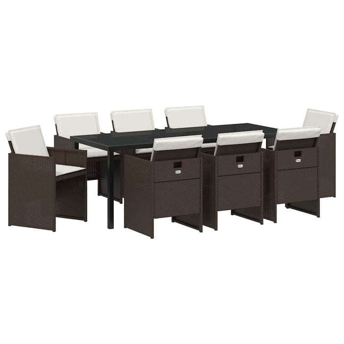 Set de masă pentru grădină 9 pcs Maro poliratan - WALTI WALTI