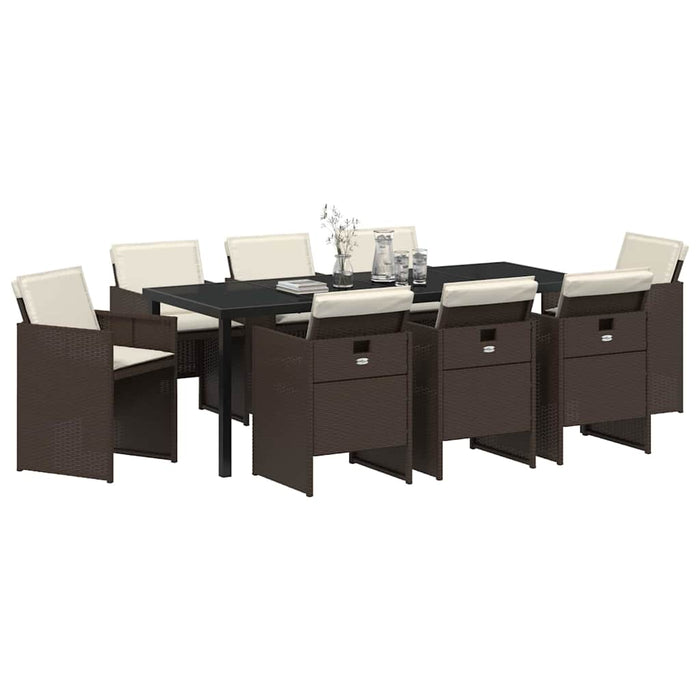 Set de masă pentru grădină 9 pcs Maro poliratan - WALTI WALTI