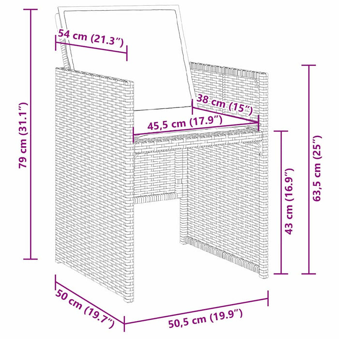 Set de masă pentru grădină 9 pcs Maro poliratan - WALTI WALTI
