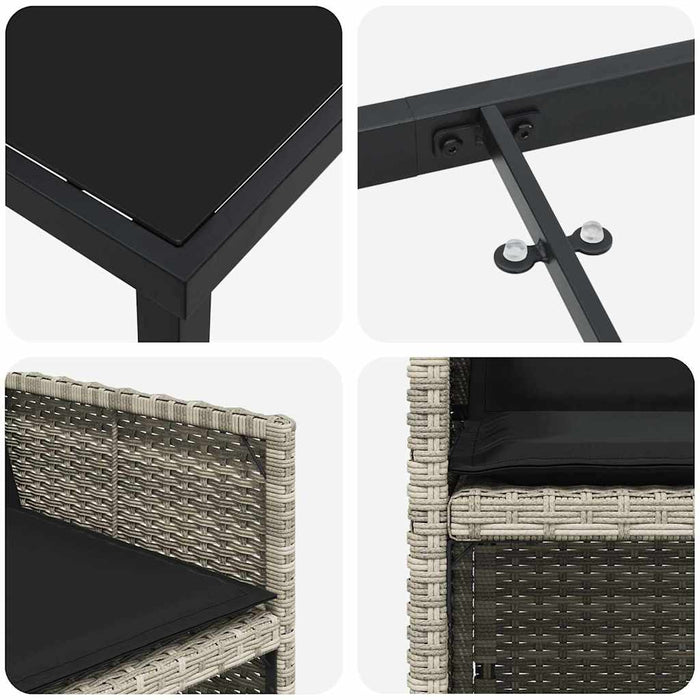 Set de masă pentru grădină 5 pcs Gri deschis poliratan - WALTI WALTI