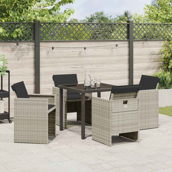 Set de masă pentru grădină 5 pcs Gri deschis poliratan - WALTI WALTI