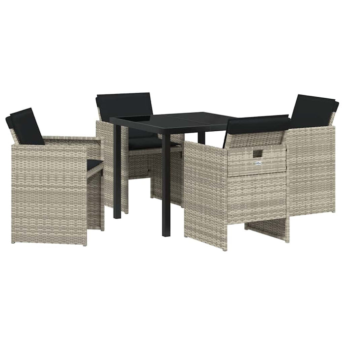 Set de masă pentru grădină 5 pcs Gri deschis poliratan - WALTI WALTI