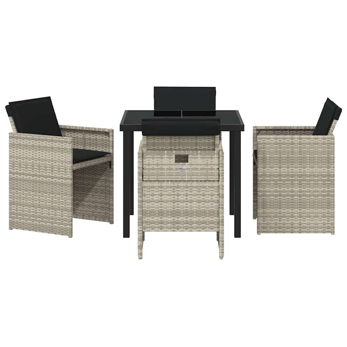 Set de masă pentru grădină 5 pcs Gri deschis poliratan - WALTI WALTI