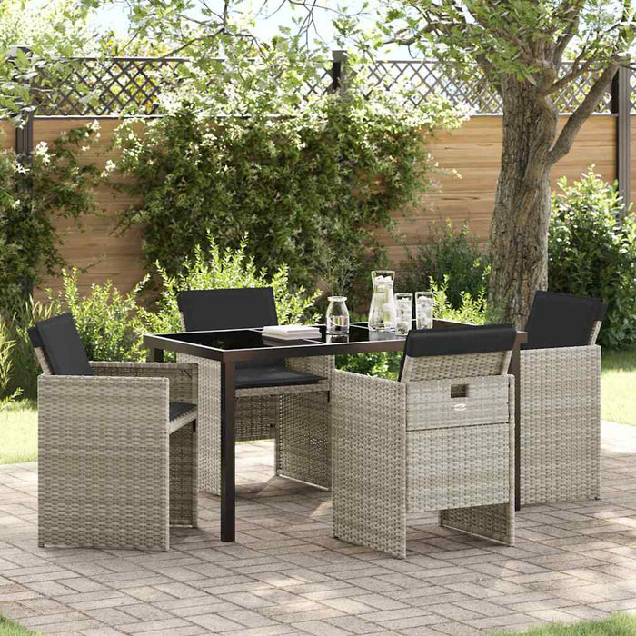 Set de masă pentru grădină 5 pcs Gri deschis poliratan - WALTI WALTI