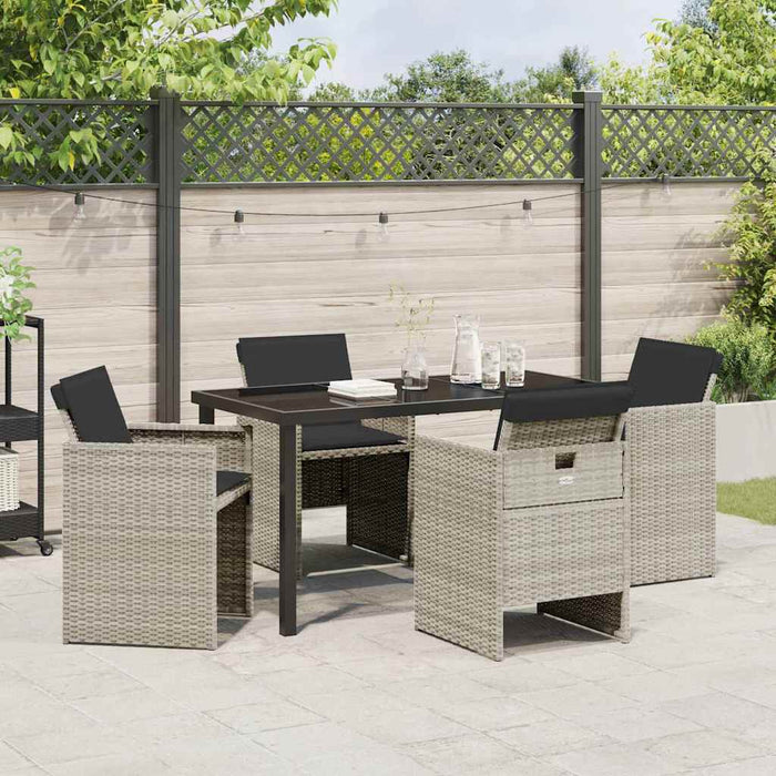 Set de masă pentru grădină 5 pcs Gri deschis poliratan - WALTI WALTI