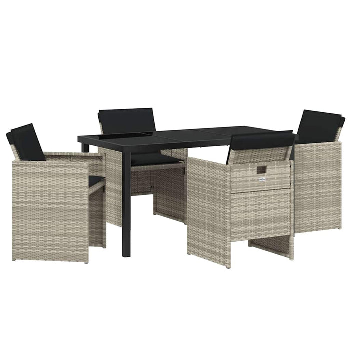 Set de masă pentru grădină 5 pcs Gri deschis poliratan - WALTI WALTI