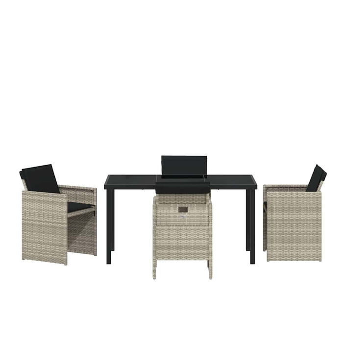Set de masă pentru grădină 5 pcs Gri deschis poliratan - WALTI WALTI