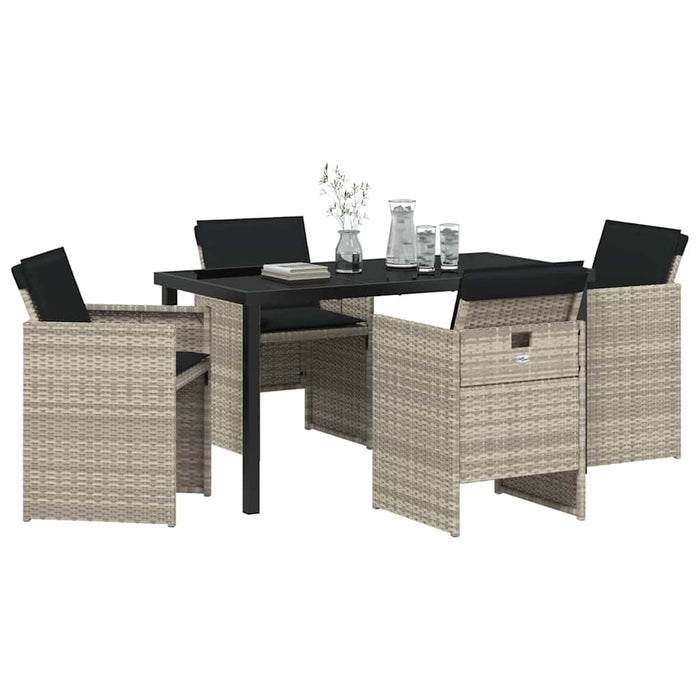 Set de masă pentru grădină 5 pcs Gri deschis poliratan - WALTI WALTI