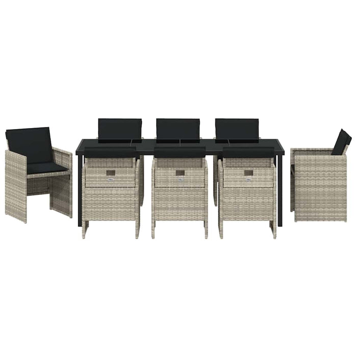 Set de masă pentru grădină 9 pcs Gri deschis poliratan - WALTI WALTI