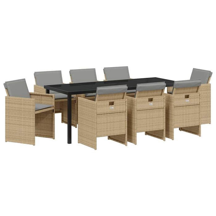 Set de masă pentru grădină 9 pcs Bej poliratan - WALTI WALTI