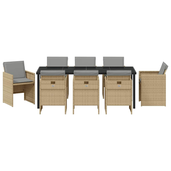 Set de masă pentru grădină 9 pcs Bej poliratan - WALTI WALTI