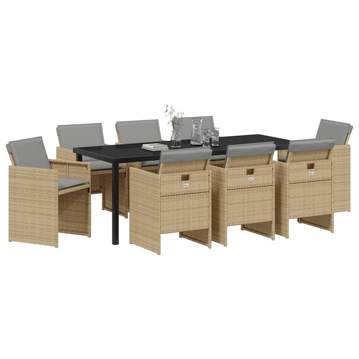 Set de masă pentru grădină 9 pcs Bej poliratan - WALTI WALTI