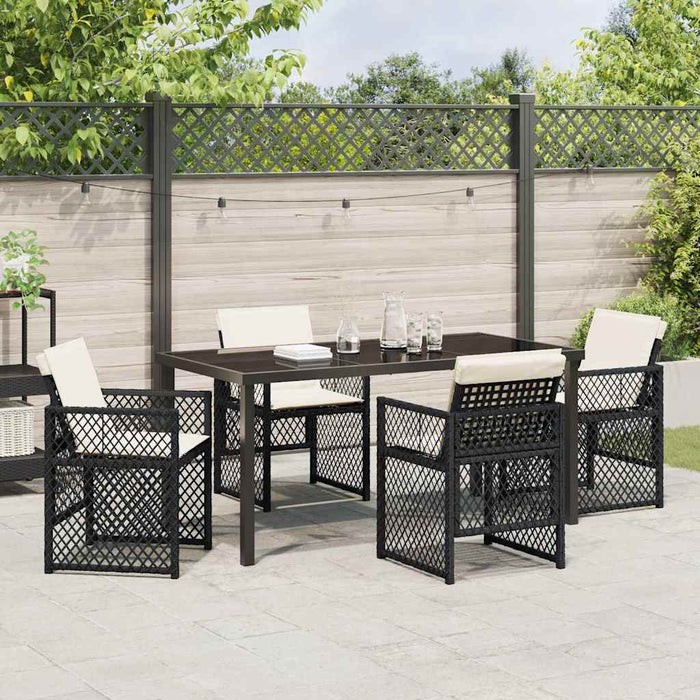 Set de masă pentru grădină 5 pcs Negru poliratan WALTI