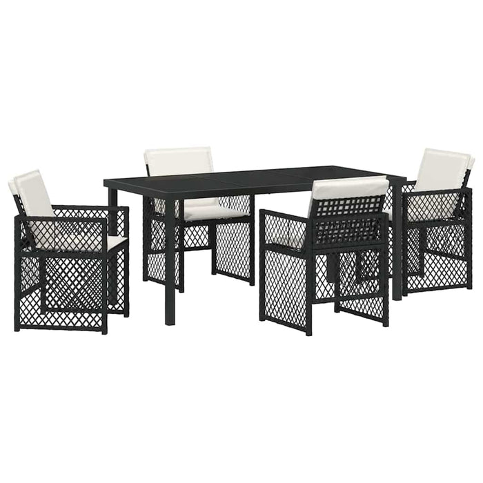 Set de masă pentru grădină 5 pcs Negru poliratan WALTI