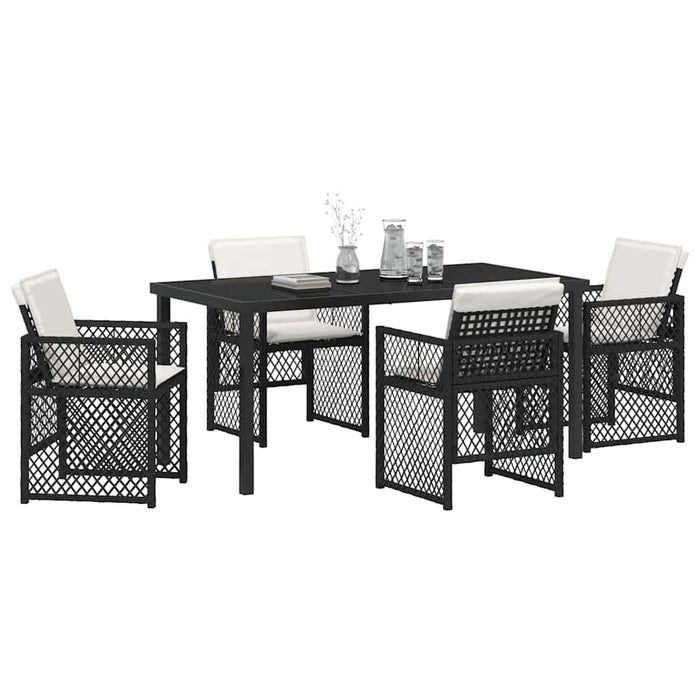 Set de masă pentru grădină 5 pcs Negru poliratan WALTI