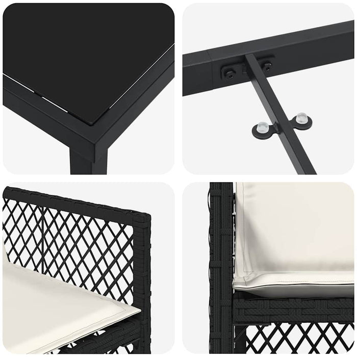 Set de masă pentru grădină 9 pcs Negru poliratan - WALTI WALTI