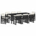 Set de masă pentru grădină 9 pcs Negru poliratan - WALTI WALTI