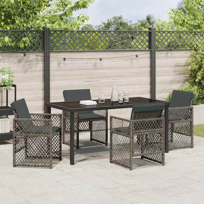 Set de masă pentru grădină 5 pcs Gri poliratan WALTI