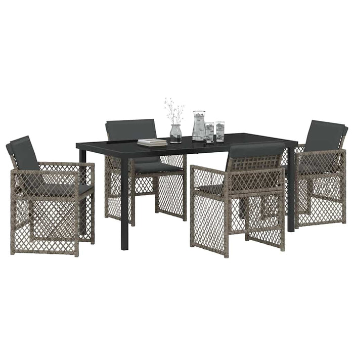 Set de masă pentru grădină 5 pcs Gri poliratan WALTI