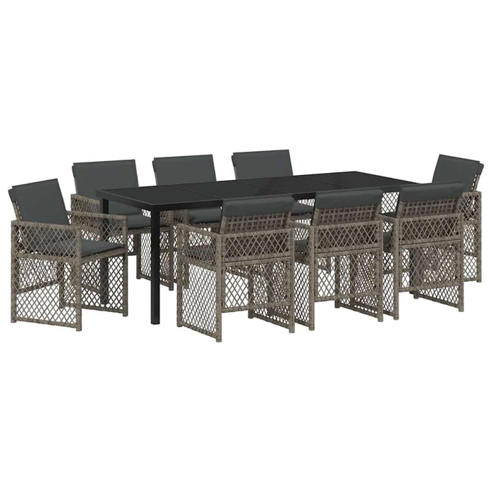 Set de masă pentru grădină 9 pcs Gri poliratan - WALTI WALTI