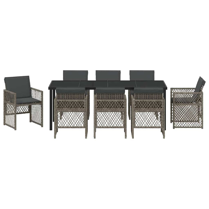 Set de masă pentru grădină 9 pcs Gri poliratan - WALTI WALTI