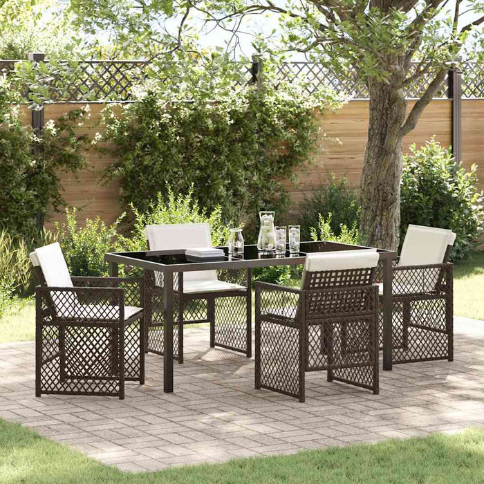 Set de masă pentru grădină 5 pcs Maro poliratan WALTI