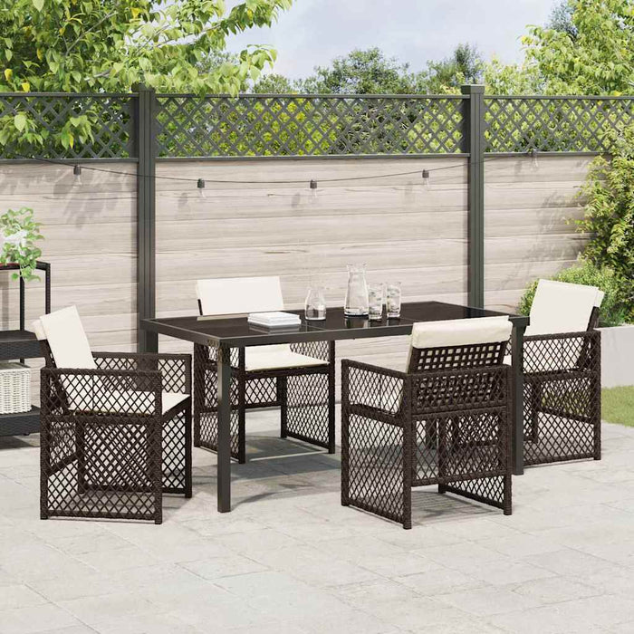 Set de masă pentru grădină 5 pcs Maro poliratan WALTI