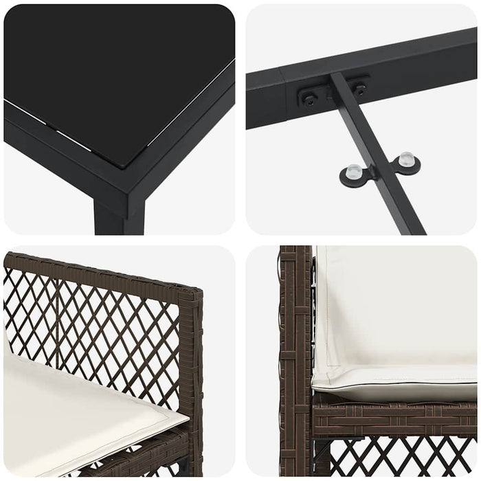 Set de masă pentru grădină 9 pcs Maro poliratan - WALTI WALTI