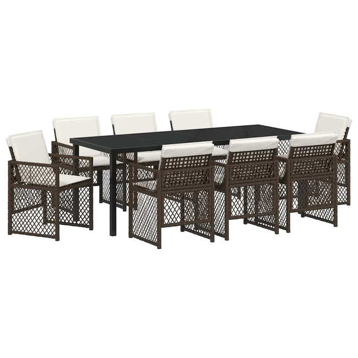 Set de masă pentru grădină 9 pcs Maro poliratan - WALTI WALTI