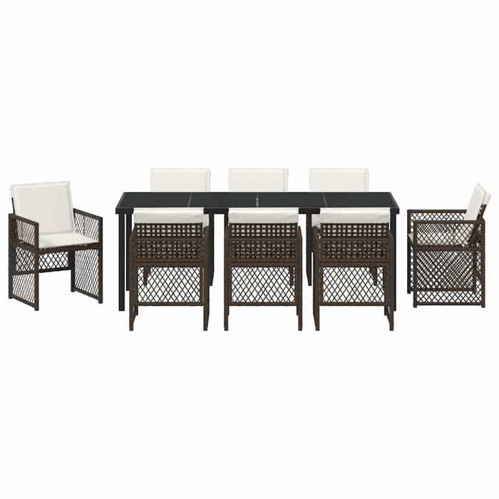 Set de masă pentru grădină 9 pcs Maro poliratan - WALTI WALTI