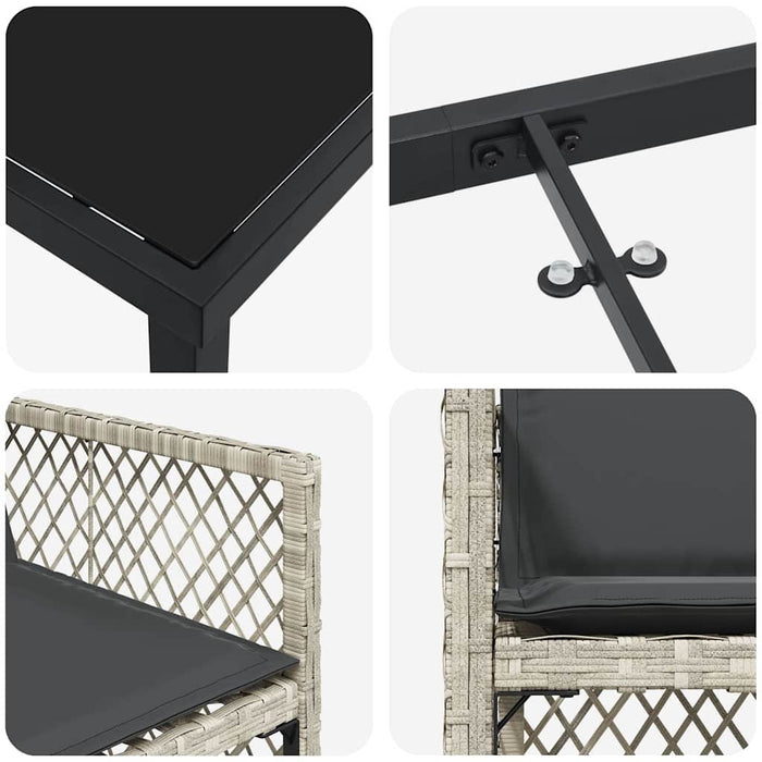 Set de masă pentru grădină 5 pcs Gri deschis poliratan - WALTI WALTI