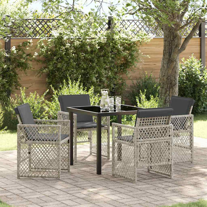 Set de masă pentru grădină 5 pcs Gri deschis poliratan - WALTI WALTI