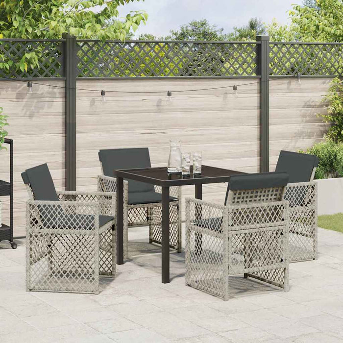 Set de masă pentru grădină 5 pcs Gri deschis poliratan - WALTI WALTI