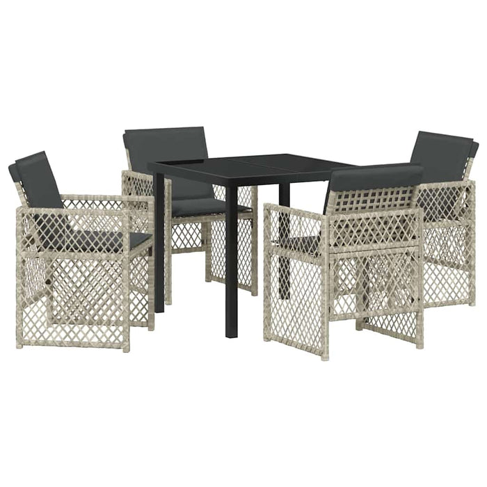Set de masă pentru grădină 5 pcs Gri deschis poliratan - WALTI WALTI