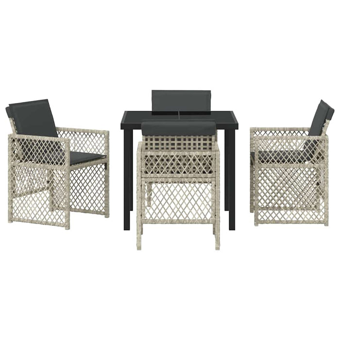 Set de masă pentru grădină 5 pcs Gri deschis poliratan - WALTI WALTI