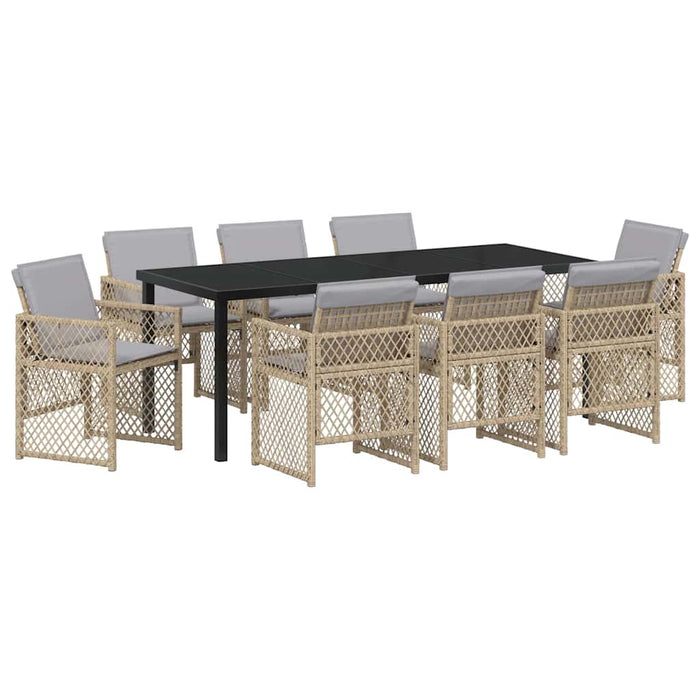 Set de masă pentru grădină 9 pcs Bej poliratan - WALTI WALTI