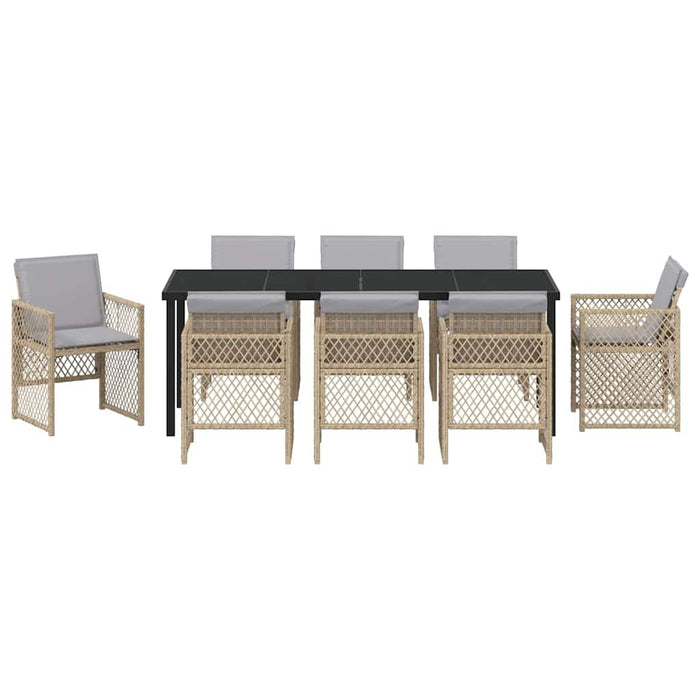 Set de masă pentru grădină 9 pcs Bej poliratan - WALTI WALTI