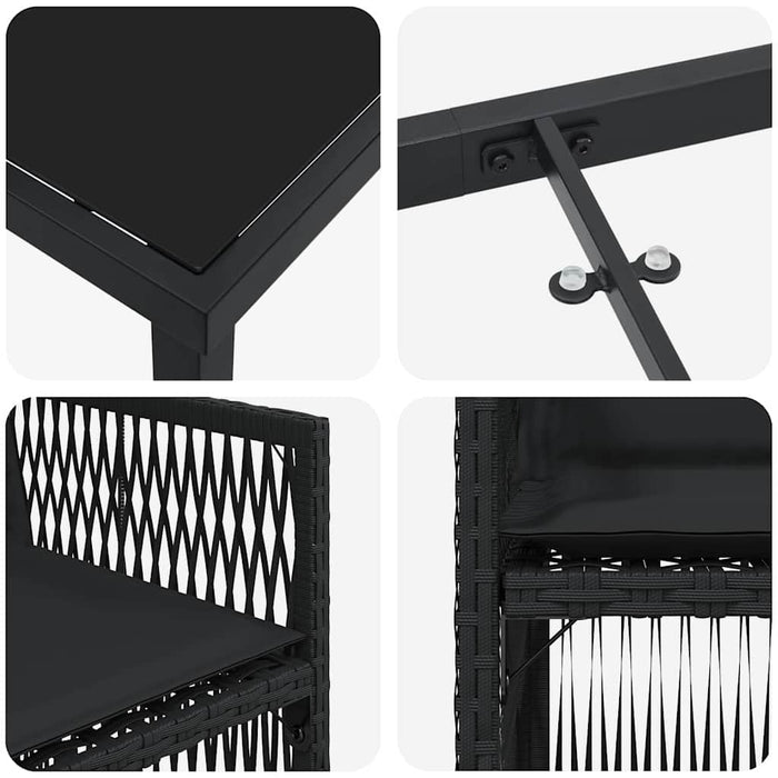 Set de masă pentru grădină 5 pcs Negru - WALTI WALTI