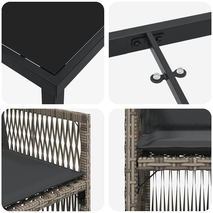 Set de masă pentru grădină 5 pcs Gri Oțel vopsit electrostatic WALTI