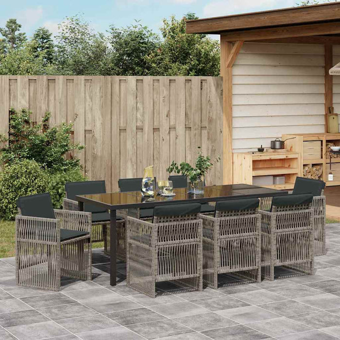 Set de masă pentru grădină 9 pcs Gri Oțel vopsit electrostatic - WALTI WALTI
