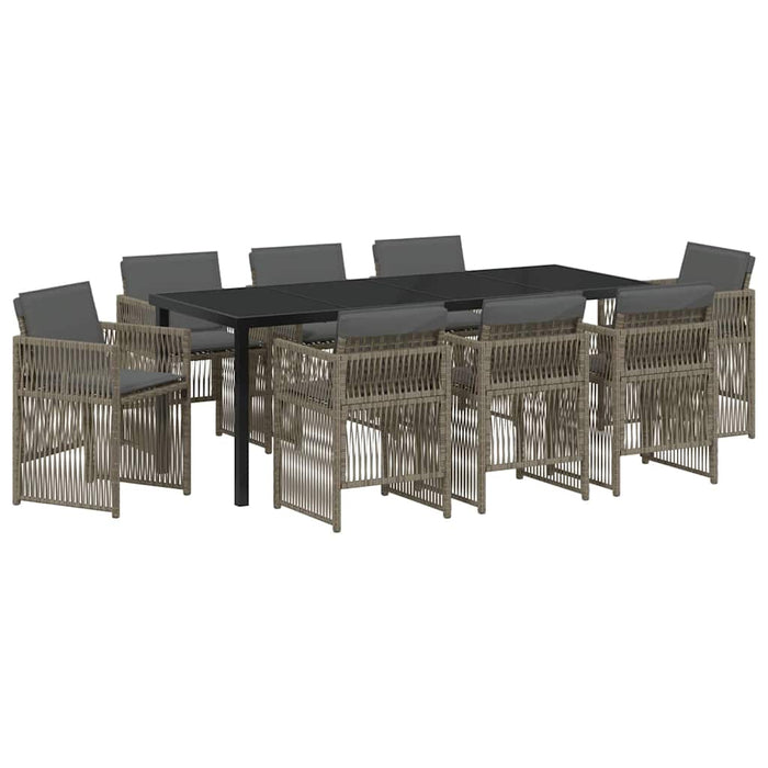 Set de masă pentru grădină 9 pcs Gri Oțel vopsit electrostatic - WALTI WALTI