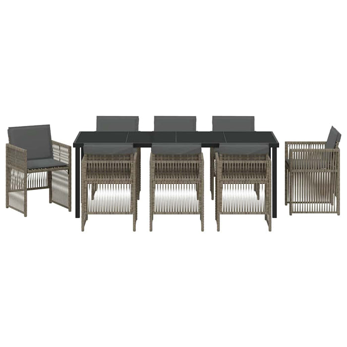 Set de masă pentru grădină 9 pcs Gri Oțel vopsit electrostatic - WALTI WALTI