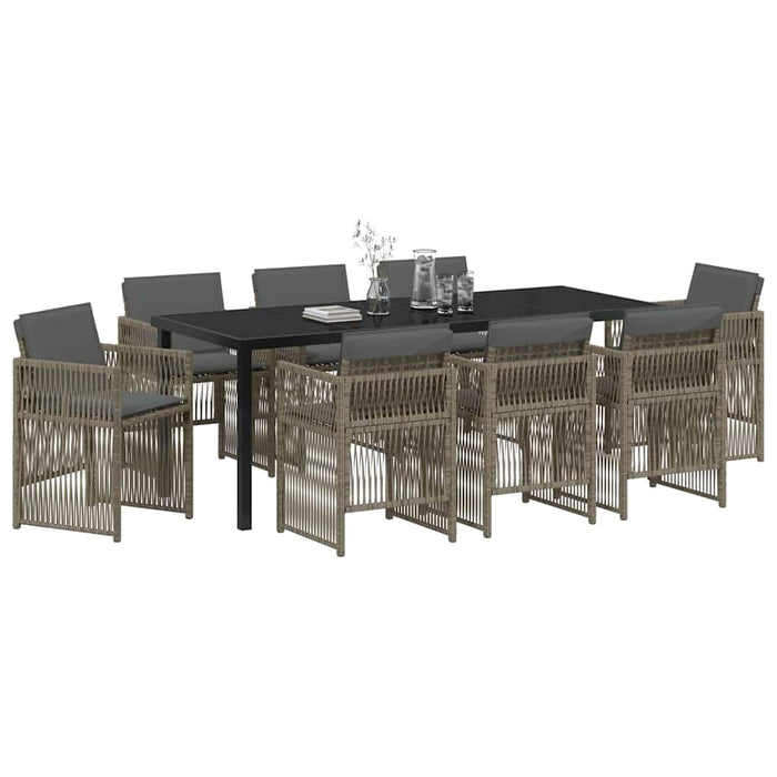 Set de masă pentru grădină 9 pcs Gri Oțel vopsit electrostatic - WALTI WALTI