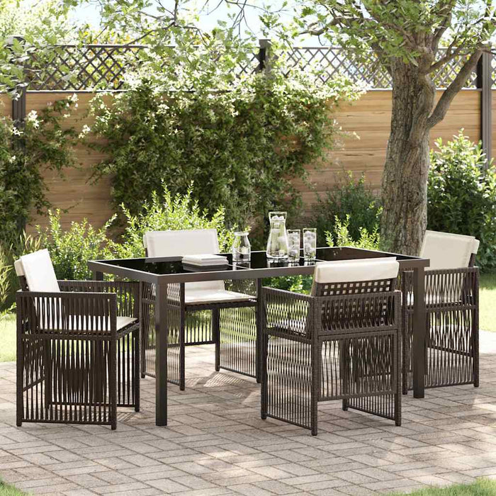 Set de masă pentru grădină 5 pcs Maro Oțel vopsit electrostatic WALTI