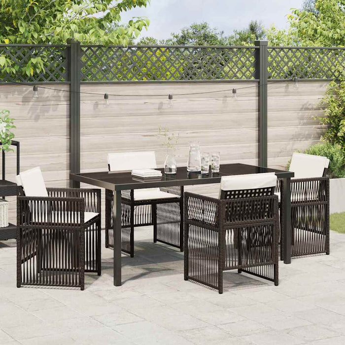 Set de masă pentru grădină 5 pcs Maro Oțel vopsit electrostatic WALTI