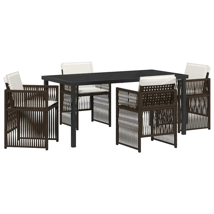 Set de masă pentru grădină 5 pcs Maro Oțel vopsit electrostatic WALTI