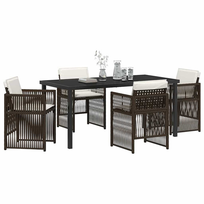 Set de masă pentru grădină 5 pcs Maro Oțel vopsit electrostatic WALTI