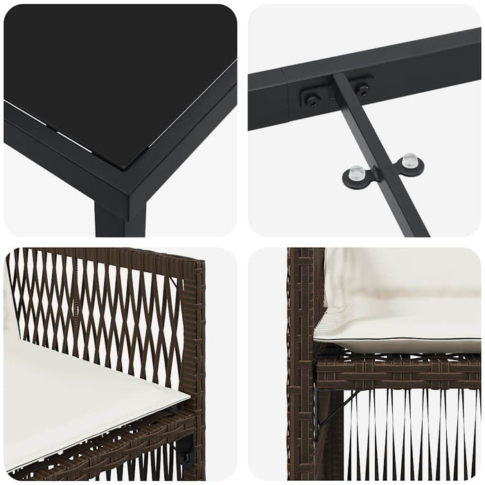 Set de masă pentru grădină 9 pcs Maro Oțel vopsit electrostatic - WALTI WALTI